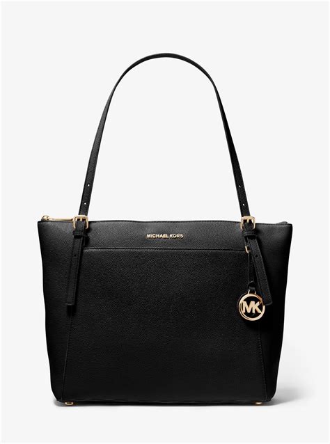 michael kors black voyager tote|michael kors zip top tote.